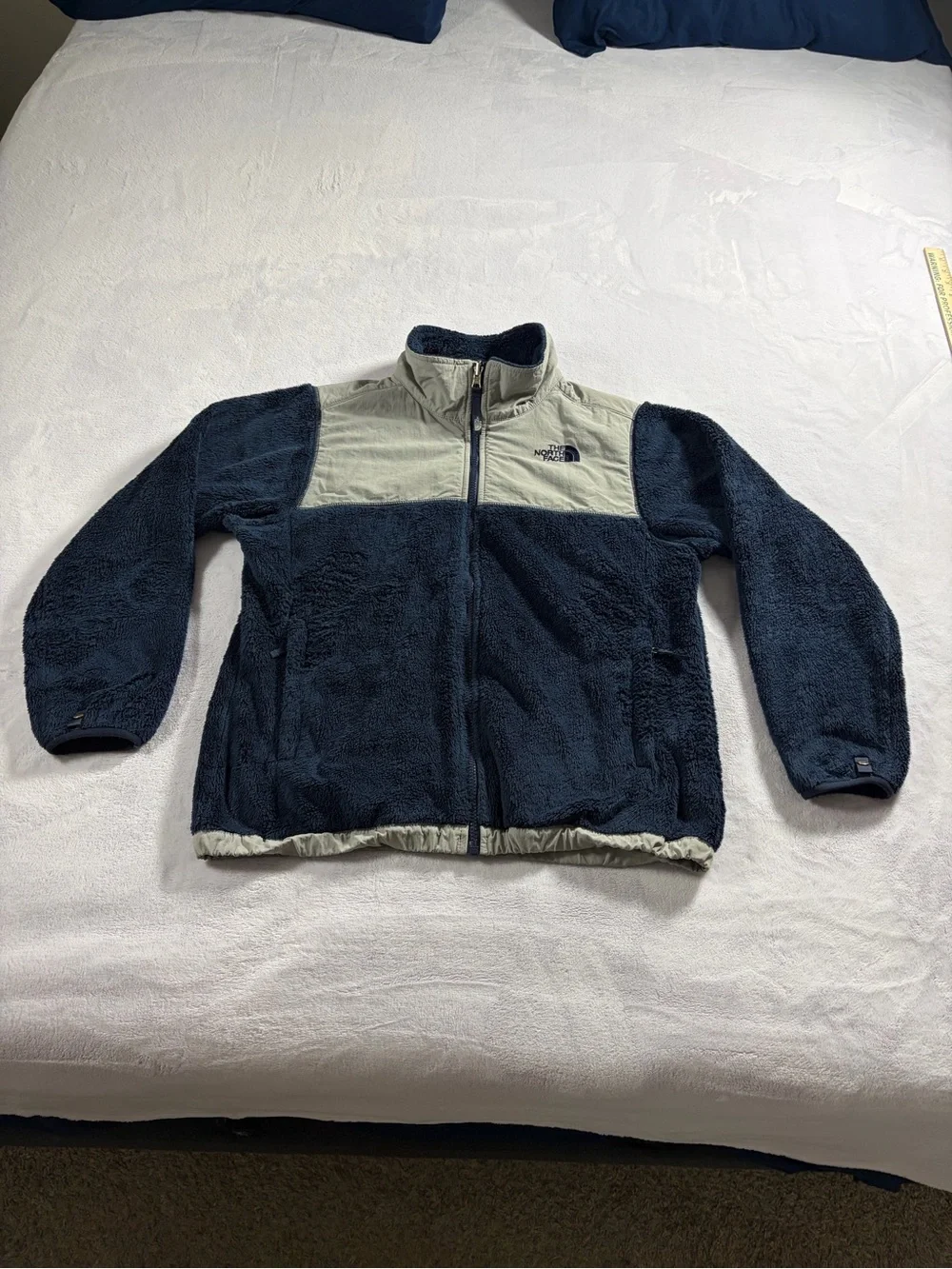 The North Face Navy Blue & Light Gray Fleece Zip Jacket Youth Girls XL (18)